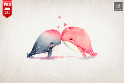 Lovely Couple Whale Kissing Valentine