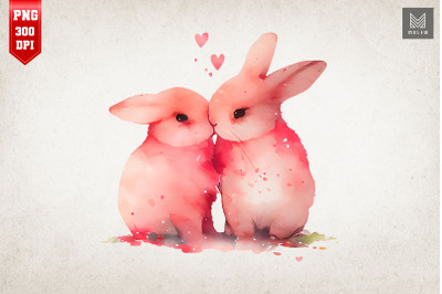 Lovely Couple Bunny Kissing Valentine