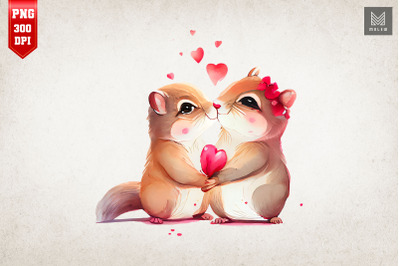 Lovely Couple Chipmunk Kissing Valentine