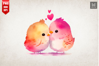 Lovely Couple Chicken Kissing Valentine