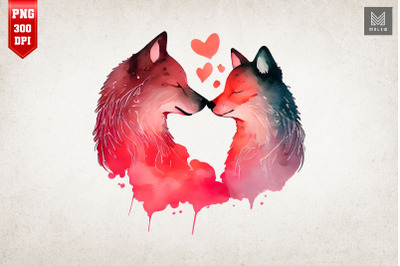 Lovely Couple Wolf Kissing Valentine