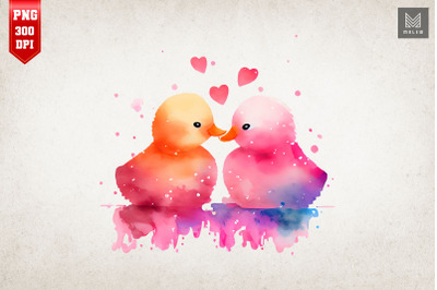 Lovely Couple Duck Kissing Valentine