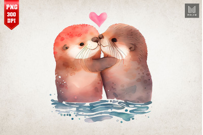 Lovely Couple Sea Otter Valentine&amp;&23;039;s Day