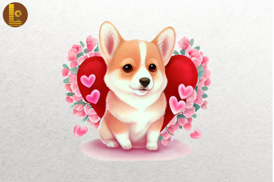 Lovely Cute Corgi Valentine&#039;s Day