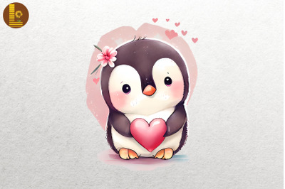 Lovely Cute Baby Penguin Valentine&#039;s Day