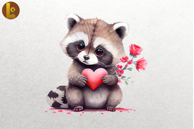 Lovely Cute Baby Racoon Valentine&#039;s Day