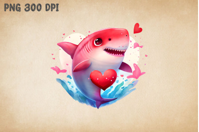 Cute Shark Pink Heart Valentine