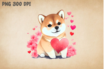 Cute Shiba Inu Pink Heart Valentine