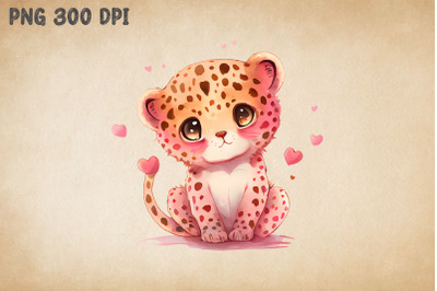 Cute Leopard Pink Heart Valentine