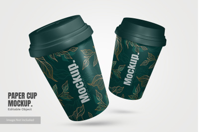 3D Rendering Premium Floating Paper Cups Mockup PSD Ready To Use