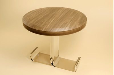 3D Rendering, Circle Table Wood and Glass Elegant Design