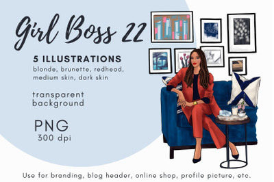 Girl boss 22 Fashion illustration Clipart PNG