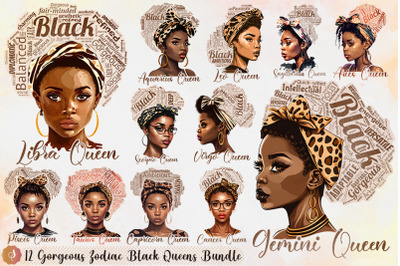 12 Gorgeous Zodiac Black Queens Bundle