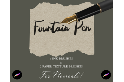 Procreate Fountain Pen Brushes X 6 plus 2X Paper Texture Brushes