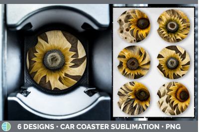 Sunflower Car Coaster | Sublimation Designs Bundle