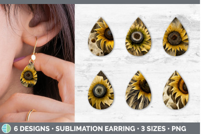 Sunflower Teardrop Earring | Sublimation Designs Bundle
