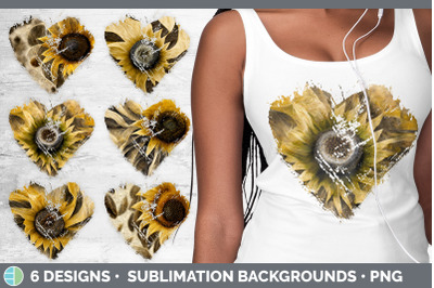 Sunflower Heart Distressed Clipart