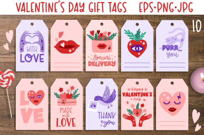Valentine&#039;s Day Gift Tags in PNG / Valentine Tags Bundle