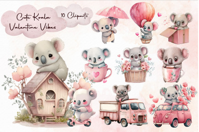 Cute Valentine Koala Cliparts Bundle