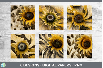 Sunflower Backgrounds | Digital Scrapbook Papers