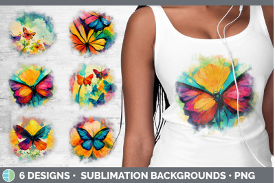 Watercolor Butterfly Background | Grunge Sublimation Backgrounds