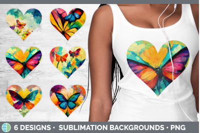 Watercolor Butterfly Hearts Clipart | Sublimation Designs