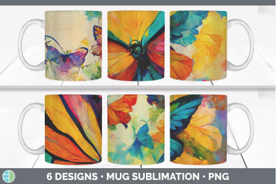 Watercolor Butterfly Mug Sublimation | Coffee Cup Designs PNG