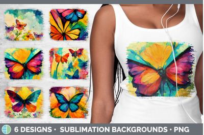 Watercolor Butterfly Distressed Sublimation Background Panel