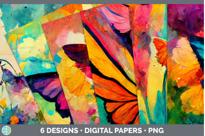 Watercolor Butterfly Backgrounds | Digital Scrapbook Papers