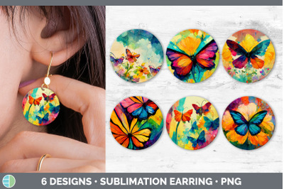 Butterfly Round Earring | Sublimation Designs Bundle