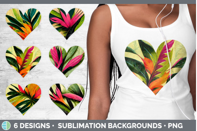 Tropical Leaves Hearts Clipart | Sublimation Designs