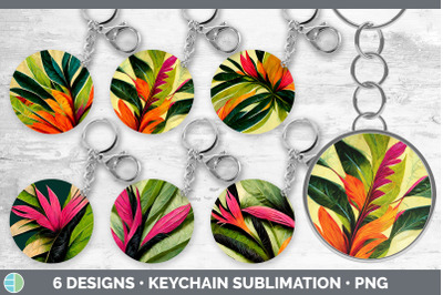 Tropical Leaves Keychain Bundle | Keyring Sublimation Designs