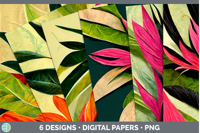 Tropical Leaves Backgrounds | Digital Scrapbook Papers