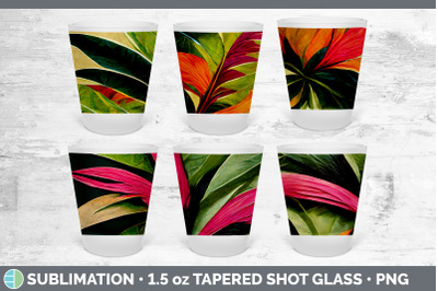 Tropical Leaves Shot Glass Sublimation | Shot Glass 1.5oz Tapered