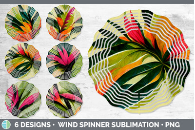 Tropical Leaves Painted Wind Spinner | Sublimation Designs Bundle