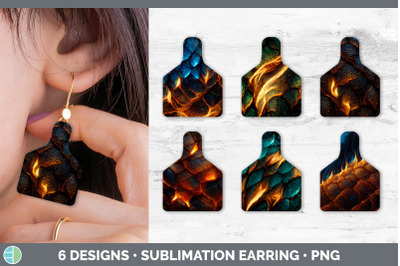 Dragon Scale Cow Tag Earring | Sublimation Cattle Ear Tag