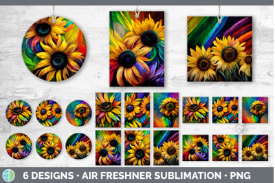 Rainbow Sunflower Air Freshener | Sublimation Designs Bundle