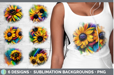 Rainbow Sunflower Background | Grunge Sublimation Backgrounds