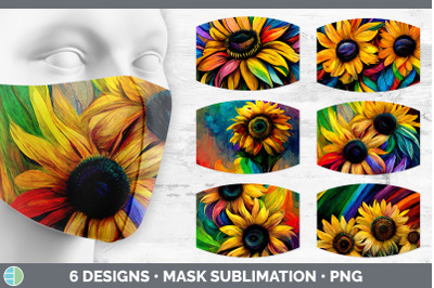 Rainbow Sunflower Mask | Sublimation Bundle Face Mask Designs