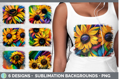 Rainbow Sunflower Distressed Sublimation Background Panel