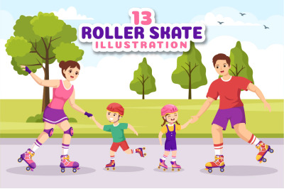 13 Riding Roller Skates Illustration