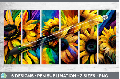 Rainbow Sunflower Pen Wraps | Epoxy Sublimation Bundle