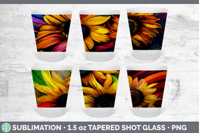 Rainbow Sunflower Shot Glass Sublimation | Shot Glass 1.5oz Tapered