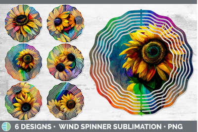 Rainbow Sunflower Wind Spinner | Sublimation Designs Bundle