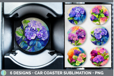 Hydrangea Car Coaster | Sublimation Designs Bundle