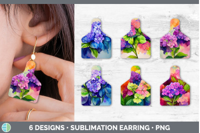 Hydrangea Cow Tag Earring | Sublimation Cattle Ear Tag