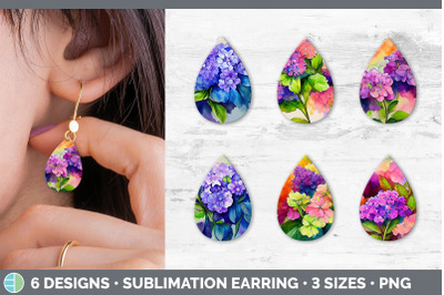 Hydrangea Teardrop Earring | Sublimation Designs Bundle