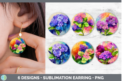 Hydrangea Round Earring | Sublimation Designs Bundle