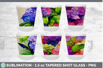 Hydrangea Shot Glass Sublimation | Shot Glass 1.5oz Tapered