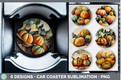 Fall Pumpkins Car Coaster | Sublimation Designs Bundle